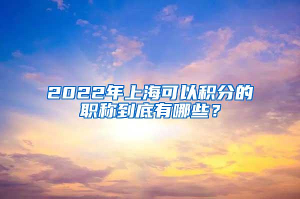 2022年上海可以积分的职称到底有哪些？