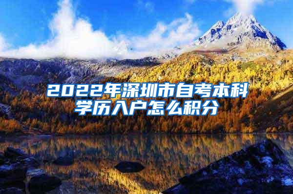 2022年深圳市自考本科学历入户怎么积分