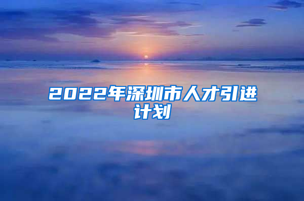 2022年深圳市人才引进计划
