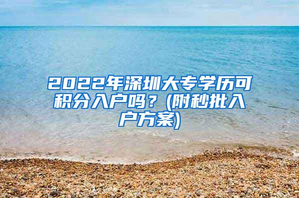 2022年深圳大专学历可积分入户吗？(附秒批入户方案)