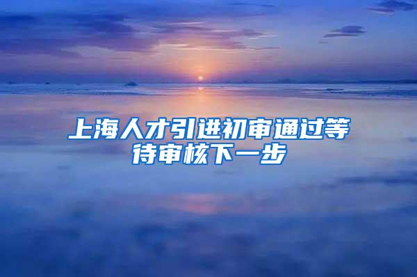 上海人才引进初审通过等待审核下一步