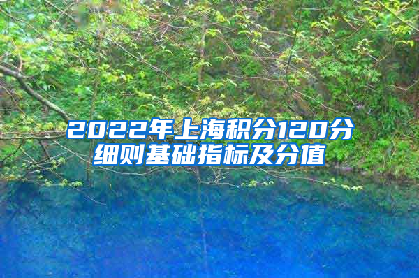 2022年上海积分120分细则基础指标及分值