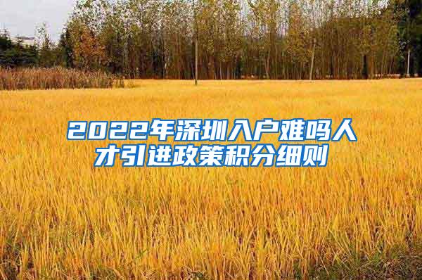 2022年深圳入户难吗人才引进政策积分细则