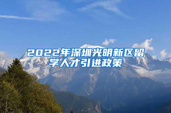 2022年深圳光明新区留学人才引进政策