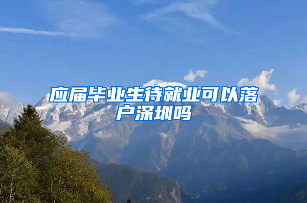 应届毕业生待就业可以落户深圳吗