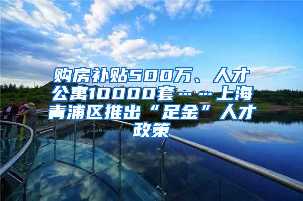 购房补贴500万、人才公寓10000套……上海青浦区推出“足金”人才政策