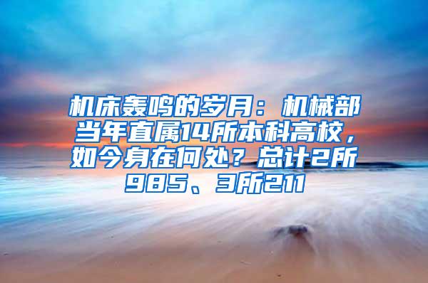 机床轰鸣的岁月：机械部当年直属14所本科高校，如今身在何处？总计2所985、3所211