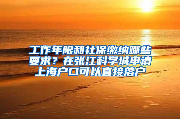 工作年限和社保缴纳哪些要求？在张江科学城申请上海户口可以直接落户