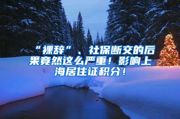 “裸辞”、社保断交的后果竟然这么严重！影响上海居住证积分！