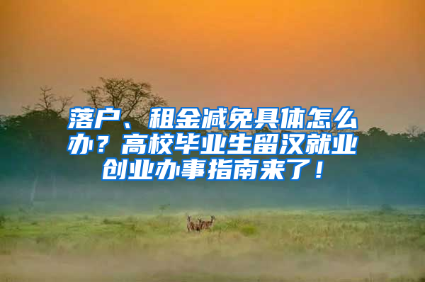 落户、租金减免具体怎么办？高校毕业生留汉就业创业办事指南来了！