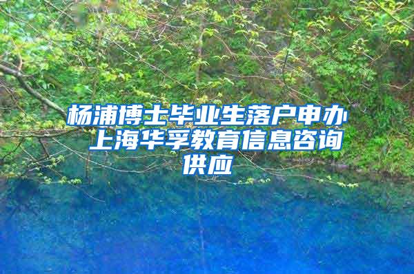 杨浦博士毕业生落户申办 上海华孚教育信息咨询供应