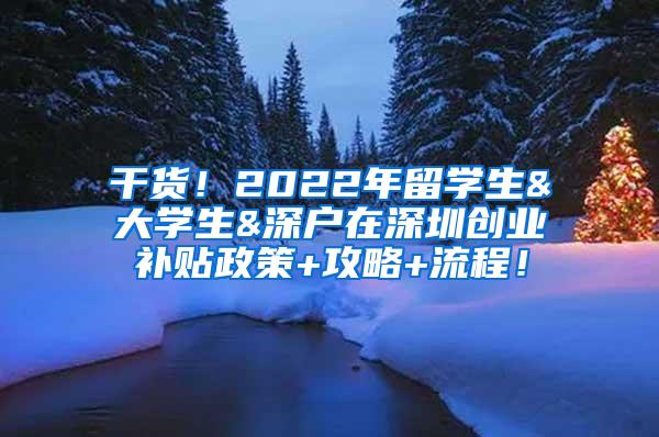 干货！2022年留学生&大学生&深户在深圳创业补贴政策+攻略+流程！