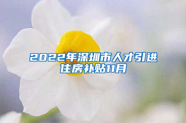 2022年深圳市人才引进住房补贴11月