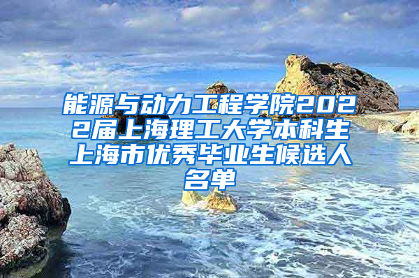 能源与动力工程学院2022届上海理工大学本科生上海市优秀毕业生候选人名单