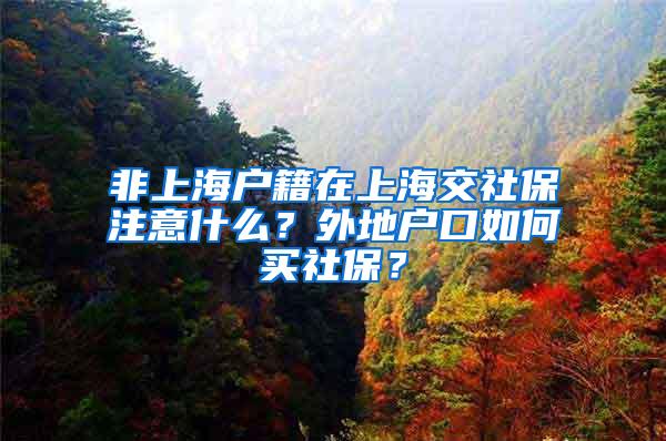 非上海户籍在上海交社保注意什么？外地户口如何买社保？