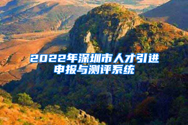 2022年深圳市人才引进申报与测评系统