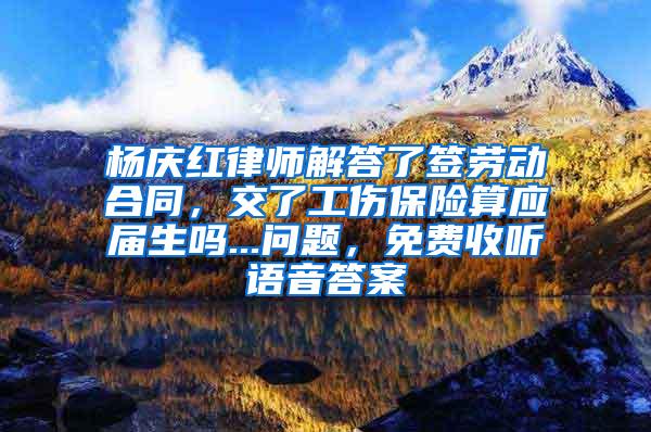 杨庆红律师解答了签劳动合同，交了工伤保险算应届生吗...问题，免费收听语音答案