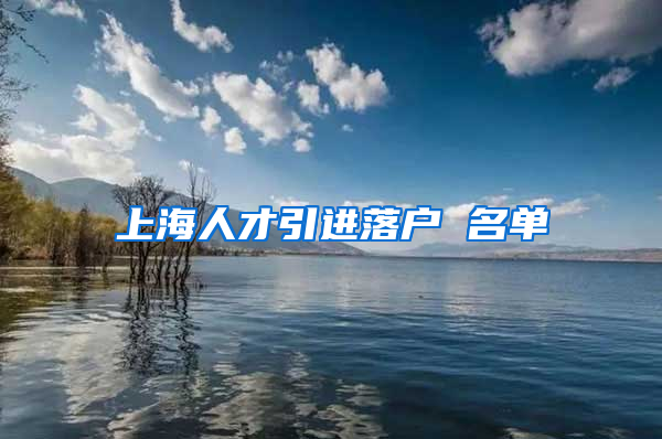 上海人才引进落户 名单