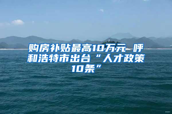 购房补贴最高10万元 呼和浩特市出台“人才政策10条”