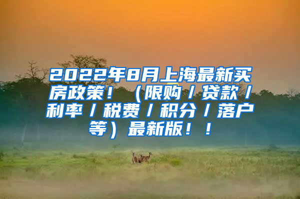 2022年8月上海最新买房政策！（限购／贷款／利率／税费／积分／落户等）最新版！！