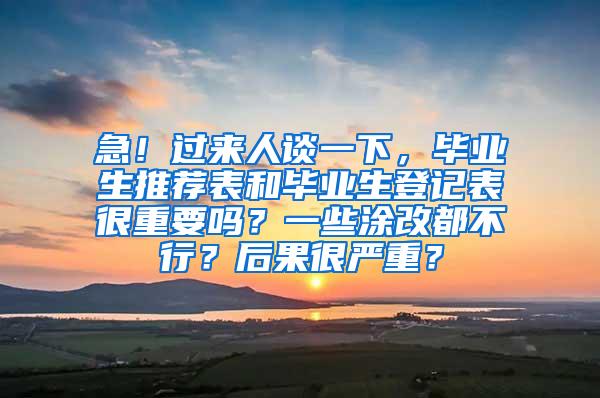 急！过来人谈一下，毕业生推荐表和毕业生登记表很重要吗？一些涂改都不行？后果很严重？