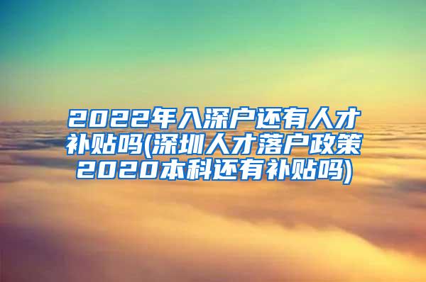 2022年入深户还有人才补贴吗(深圳人才落户政策2020本科还有补贴吗)