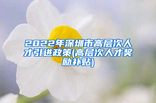 2022年深圳市高层次人才引进政策(高层次人才奖励补贴)