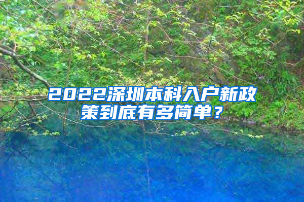 2022深圳本科入户新政策到底有多简单？