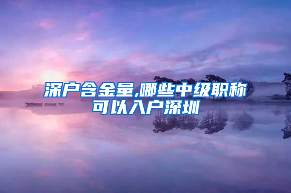 深户含金量,哪些中级职称可以入户深圳