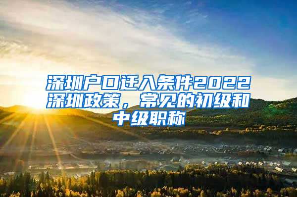 深圳户口迁入条件2022深圳政策，常见的初级和中级职称