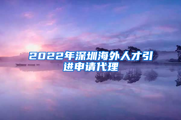 2022年深圳海外人才引进申请代理