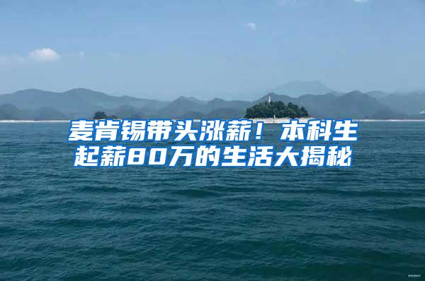 麦肯锡带头涨薪！本科生起薪80万的生活大揭秘