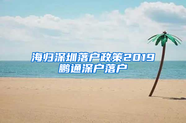 海归深圳落户政策2019鹏通深户落户