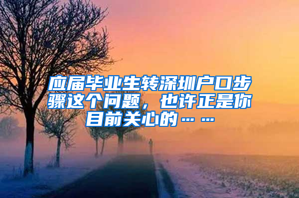 应届毕业生转深圳户口步骤这个问题，也许正是你目前关心的……