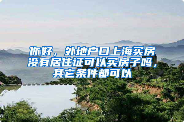 你好，外地户口上海买房没有居住证可以买房子吗，其它条件都可以