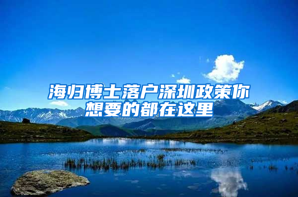 海归博士落户深圳政策你想要的都在这里