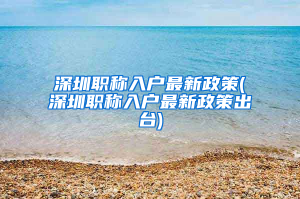 深圳职称入户最新政策(深圳职称入户最新政策出台)