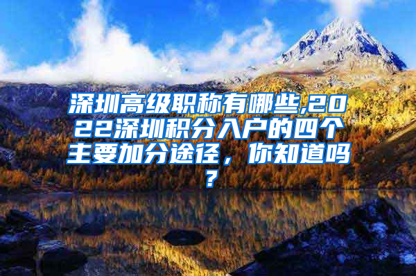 深圳高级职称有哪些,2022深圳积分入户的四个主要加分途径，你知道吗？