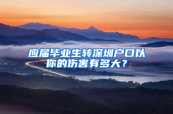 应届毕业生转深圳户口以你的伤害有多大？