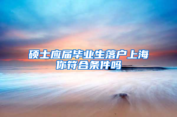 硕士应届毕业生落户上海你符合条件吗