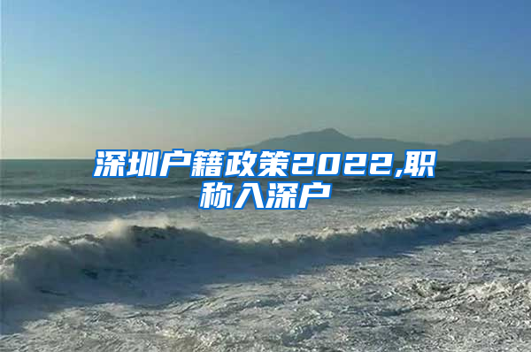 深圳户籍政策2022,职称入深户