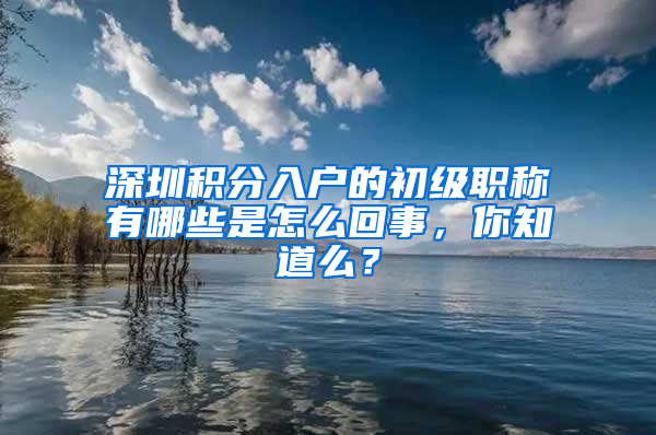 深圳积分入户的初级职称有哪些是怎么回事，你知道么？