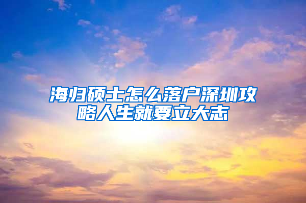 海归硕士怎么落户深圳攻略人生就要立大志