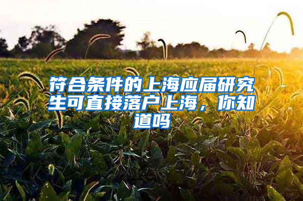 符合条件的上海应届研究生可直接落户上海，你知道吗