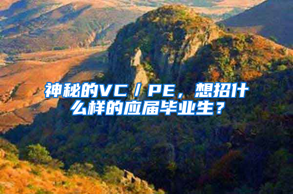 神秘的VC／PE，想招什么样的应届毕业生？