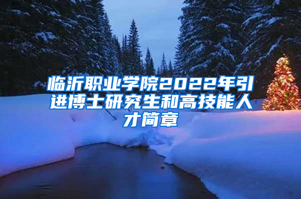 临沂职业学院2022年引进博士研究生和高技能人才简章