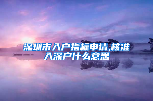 深圳市入户指标申请,核准入深户什么意思