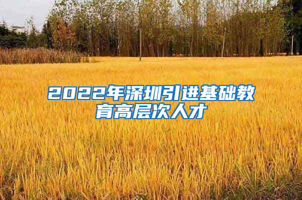 2022年深圳引进基础教育高层次人才