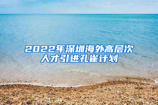 2022年深圳海外高层次人才引进孔雀计划