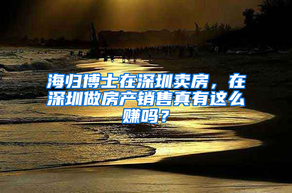 海归博士在深圳卖房，在深圳做房产销售真有这么赚吗？